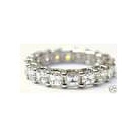 Asscher Cut NATURAL Diamond Eternity Ring SOLID White Gold Size 6