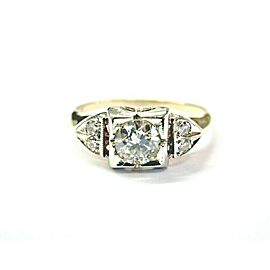 Estate Old European Diamond Engagement Ring 14Kt Yellow Gold