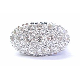 Fine Round Brilliant Cut Diamond 3-Row Cluster White Gold Ring