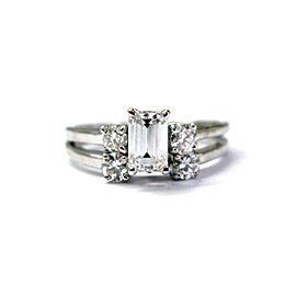 Fine Emerald Cut Diamond Engagement Wedding Set White Gold