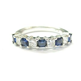 Ceylon Sapphire & Diamond Band Ring Platinum