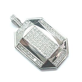 Fine Princess Cut Diamond Invisible Setting White Gold Pendant