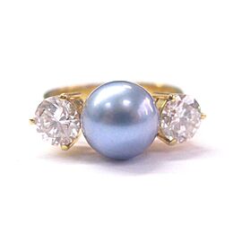 18Kt Blue Pearl & Diamond Anniversary Yellow Gold Jewelry Ring