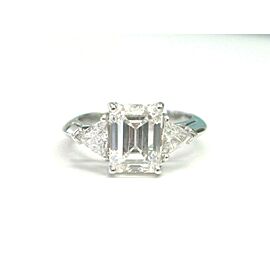 Tiffany & Co Emerald & Trillion Diamond Three Stone Engagement Ring