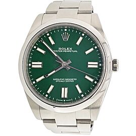 Rolex Oyster Perpetual 41mm Green Index Dial Watch