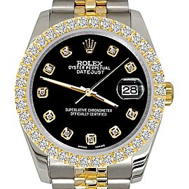 Rolex Datejust Diamond Bezel/Black Dial Jubilee Watch