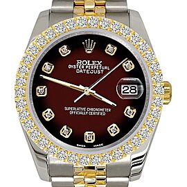 Rolex Datejust Diamond Bezel/Maroon Vignette Jubilee Watch