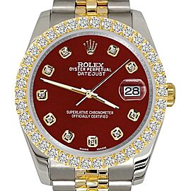 Rolex Datejust Diamond Bezel/Imperial Red Dial Jubilee Watch