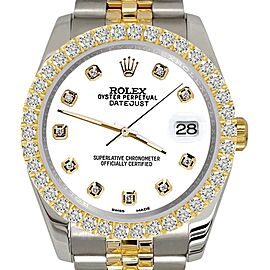 Rolex Datejust 36mm 2-Tone Diamond Bezel/White Dial Jubilee Watch