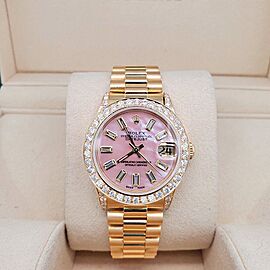 Rolex President Datejust Diamond Bezel/Lugs/Black Dial Gold Watch