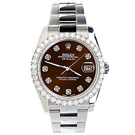 Rolex Datejust Chocolate Dial Watch with Custom Diamond Bezel