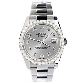 Rolex Datejust Diamond Bezel/Silver Diamond Dial Steel Watch