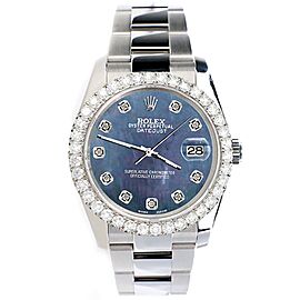 Rolex Datejust Diamond Bezel/Black Pearl Diamond Dial Watch