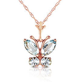 0.6 CTW 14K Solid Rose Gold Butterfly Necklace Aquamarine