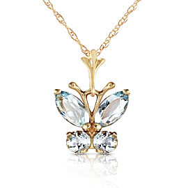 0.6 CTW 14K Solid Gold Butterfly Necklace Aquamarine