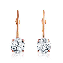 1 CTW 14K Solid Rose Gold Leverback Earrings 1.0 CTW Diamond