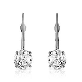 1 CTW 14K Solid White Gold Leverback Earrings 1.0 CTW Diamond