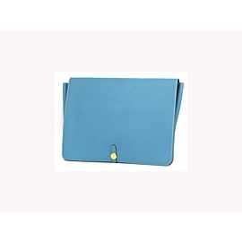 Hermès Jean Togo Extra Large Porte-documents Dogon Portfolio 230564 Blue Leather Clutch