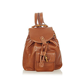 Gucci Bamboo Drawstring Leather Backpack