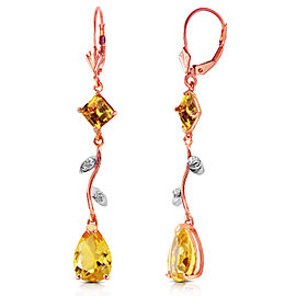 3.97 CTW 14K Solid Rose Gold Chandelier Earrings Diamond Citrine