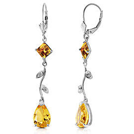 3.97 CTW 14K Solid White Gold Chandelier Earrings Diamond Citrine