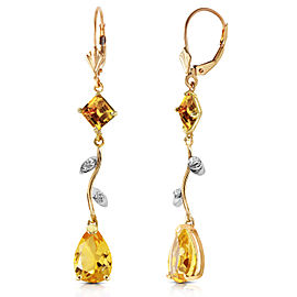 3.97 CTW 14K Solid Gold Romance Citrine Earrings