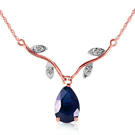 14K Solid Rose Gold Necklace withNatural Diamond & Sapphire