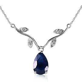 1.52 CTW 14K Solid White Gold Necklace Natural Diamond Sapphire