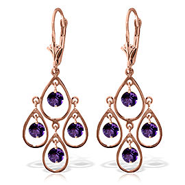 2.4 CTW 14K Solid Rose Gold Amethyst Chandelier Drops