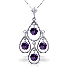 1.2 CTW 14K Solid White Gold Full Moon Amethyst Necklace