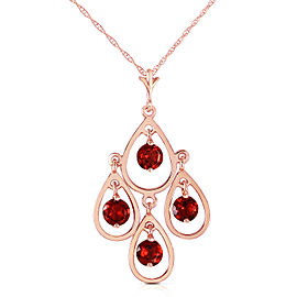 14K Solid Rose Gold Necklace with Natural Garnets