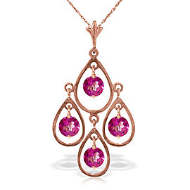 14K Solid Rose Gold Necklace with Natural Pink Topaz