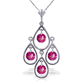 1.2 CTW 14K Solid White Gold Not Hyphenated Pink Topaz Necklace