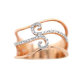 18k Rose Gold and Diamond Swirl Ring