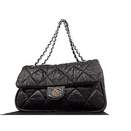 Chanel Classic Quilted Jumbo Chain Flap 232847 Black Nylon Shoulder Bag