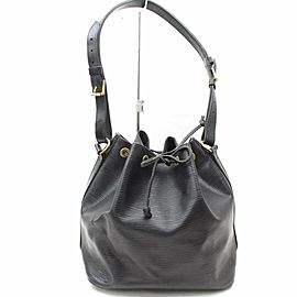 Louis Vuitton Noir Petit Noe Drawstring Bucket Hobo 868953