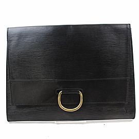 Louis Vuitton Iena Pochette Noir Ring Fold 869006 Black Leather Clutch