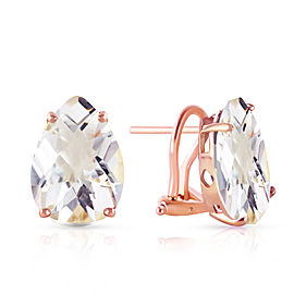 10 CTW 14K Solid Rose Gold French Clips Earrings Natural White Topaz