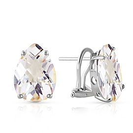 10 CTW 14K Solid White Gold French Clips Earrings Natural White Topaz