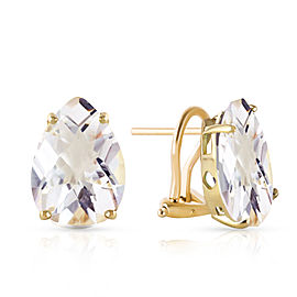 10 CTW 14K Solid Gold French Clips Earrings Natural White Topaz