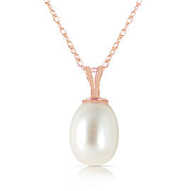 14K Solid Rose Gold Necklace with Natural pearl