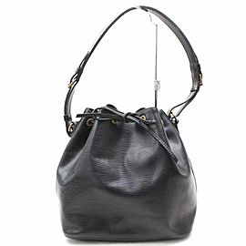 Louis Vuitton Bucket Noir Petit Noe Drawstring Hobo 869226 Black Leather Shoulder Bag