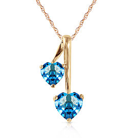 1.4 CTW 14K Solid Gold Hearts Necklace Natural Blue Topaz