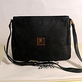 MCM Monogram Visetos Camera 869877 Black Nylon Cross Body Bag