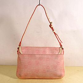 MCM Monogram Visetos Flap 869891 Pink Coated Canvas Shoulder Bag