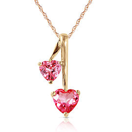 1.4 CTW 14K Solid Gold Hearts Necklace Natural Pink Topaz