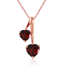 14K Solid Rose Gold Hearts Necklace with Natural Garnets