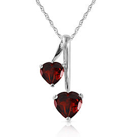 1.4 CTW 14K Solid White Gold Hearts Necklace Natural Garnet