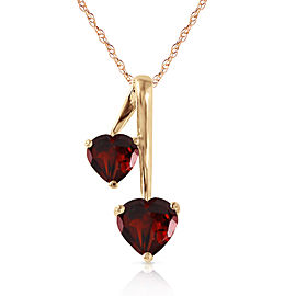 1.4 CTW 14K Solid Gold Hearts Necklace Natural Garnet