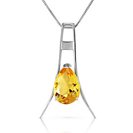 1.5 CTW 14K Solid White Gold Go Gentle Citrine Necklace